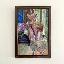 Vintage Abstract Expressionist Figurative Study, Signed (Oil On Board)