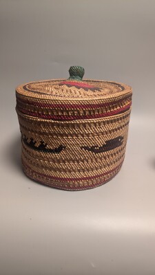 Large Vintage Quinault Basket Whaling 8 X 8'' Makah Nootka PNW