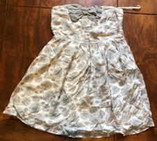 C LUCE Women's Strapless Gray & White Dress Size L Festival Bow Tie's Reg. $58