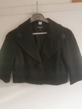 Vintage Bebe Women's Size 4 (30" Chest) Black Big Satin Button Cropped Jacket