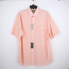 Daniel Cremieux Signature Short-Sleeve Shirt L Large Peach Mini Check NWT 85