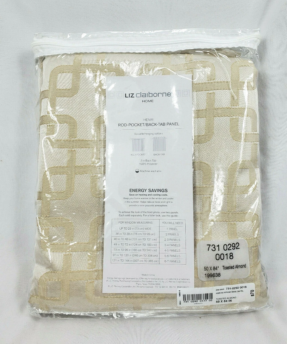 Liz Clairborne Henri Toasted Almond Blackout Rod-Pocket/Back-Tab Panel -  50"x84" | eBay