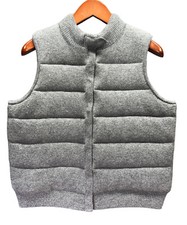 Charter Club Puffer Vest 100% Luxury Cashmere Women’s Large Gray Snap Front