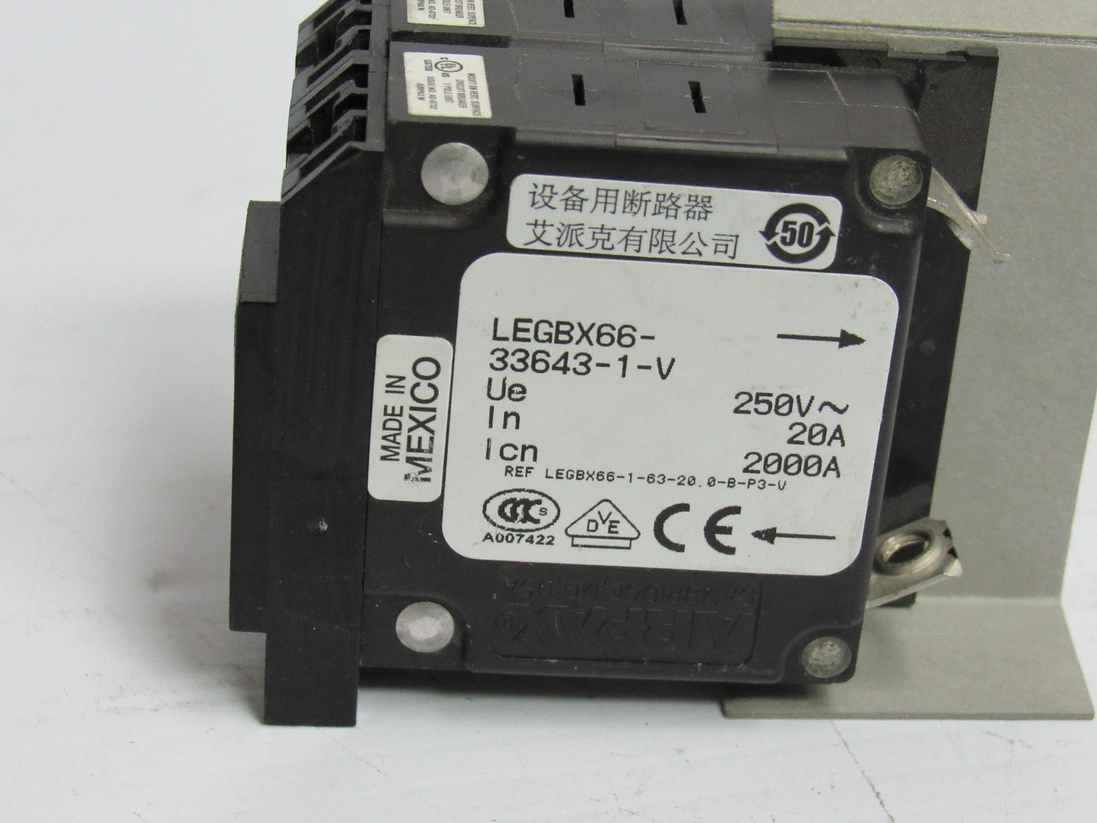AIRPAX CIRCUIT BREAKER LEGBX66336431V LEGBX66336431V 20 AMP A 20A 2