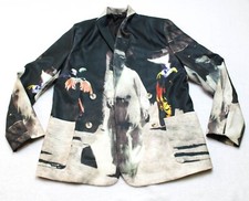 Shein Women’s Button Blazer W/ Oil Painting Print & Pinstripe Back Size Large