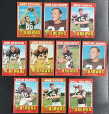 1971 Topps Football CLEVELAND BROWNS (10) Card Lot HICKERSON PHIPPS NELSEN