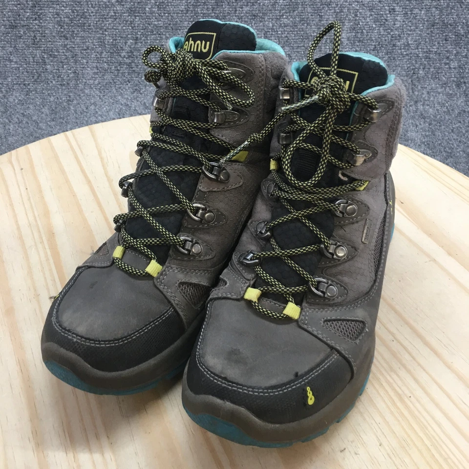 Botas Ahnu para mujer 7,5 North Peak impermeables senderismo combate con cordones azul gris Foto 3 de 4