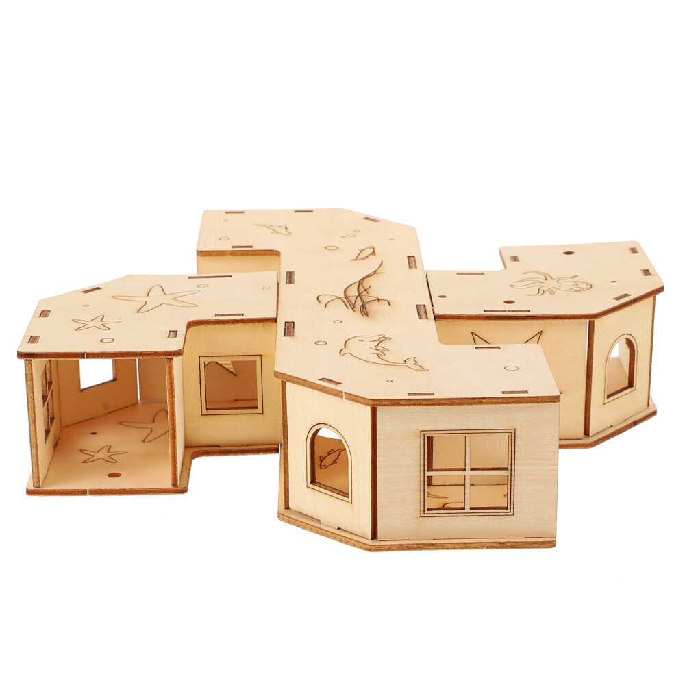 Wooden Chinchilla House Maze Hamster Tunnel Toy Pet Supplies Toys