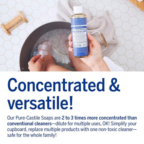 Dr Bronners Peppermint Pure Castile Liquid Soap Organic All Purpose 1 Fl Oz - Picture 4 of 7