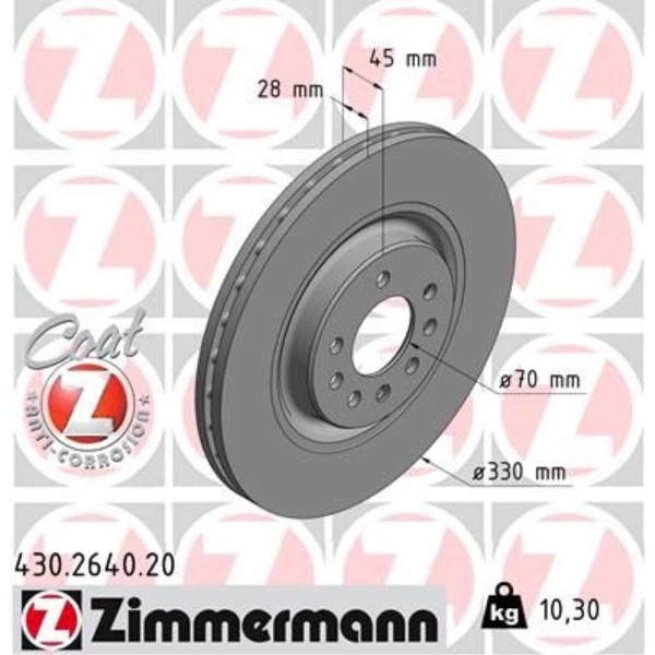 Zimmermann 2X Bremsscheibe Vorne Ø330 Mm InnenbelüFtet FüR Opel Corsa E X15 1.0-image