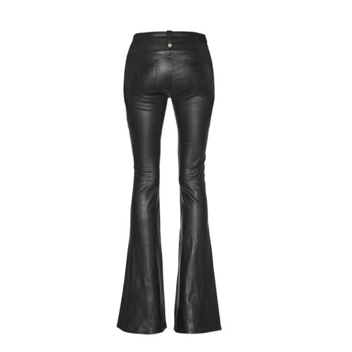 Womens Punk Bell-bottom Lace Up High-waist Trousers Clubwear Biker Leather Pants - Picture 5 of 8