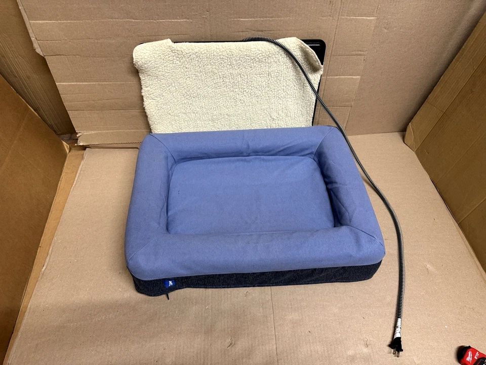 Casper Dog Bed Plush Memory Foam Size Small Blue with K&H Thermo Pet Mat - Image 3 of 4
