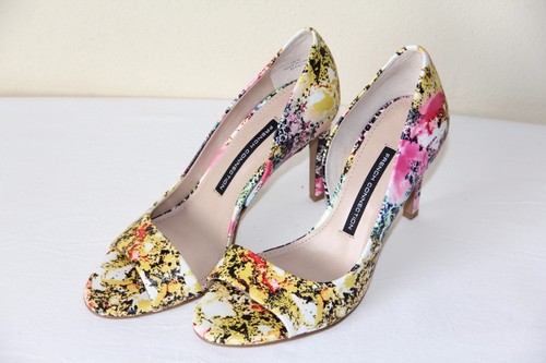 NEU French Connection elegante Damen-Lederschuhe mit Absatz Slipper Größe 7