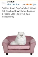 Luxury Dog Cat Bed 29" Pink Velvet With Plastic Legs