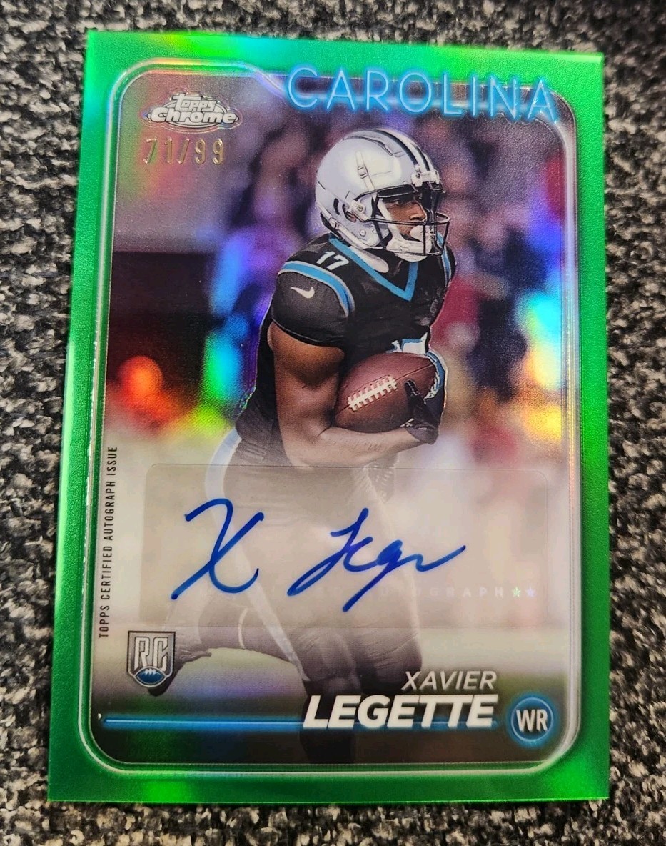2024 Topps Chrome Rookie Autograph Xavier Legette #RA-XLE Green Refractor /99 RC