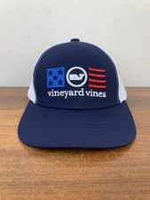 Vineyard Vines Youth Snapback Hat Blue Mesh American Flag Whale Logo Cap Used