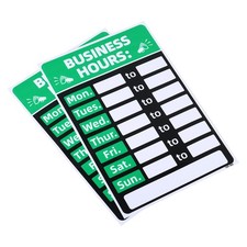 Business Hour Sign, 2pcs PVC Operation Hour Sticker Door Decor, Green