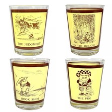 Golf Pro Judgement Hook Shot In Rough 4 Vtg Cocktail Rocks Glass Lot Patterson