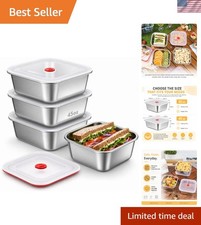 4 Pack Stainless Steel Sandwich Containers with Airtight Lids, 45oz Reusable ...