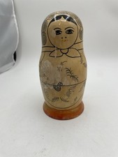 Vtg 6 Authentic Russian Nesting Wood Dolls Made In The USSR “Matryoshkaen”