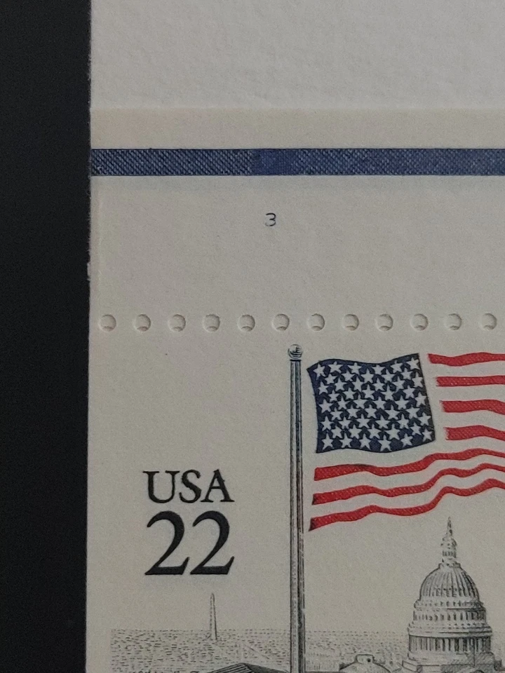 US Stamps, 22 cents Flag Over Capitol, BK145. MNH. Plate #3. Free Shipping! - Image 2 of 3