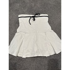 Windsor Sweet Muse Strapless Bow-Detail Skater Romper White Size Lare