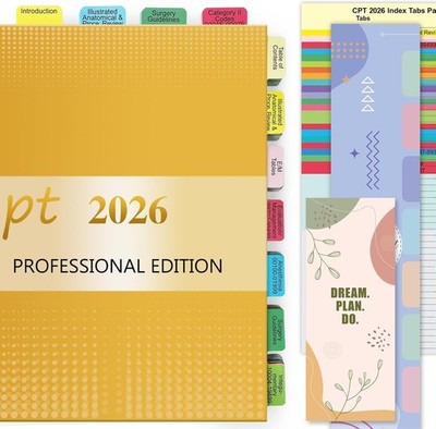 Complete Laminated CPT 2026 Book Tabs - 90 Color-Coded Tabs with Alignment Guide