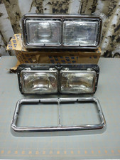 Nos 1985 K-d Lamp Semi Truck Pair Dual Halogen Headlight Assembly Chrome Bezel
