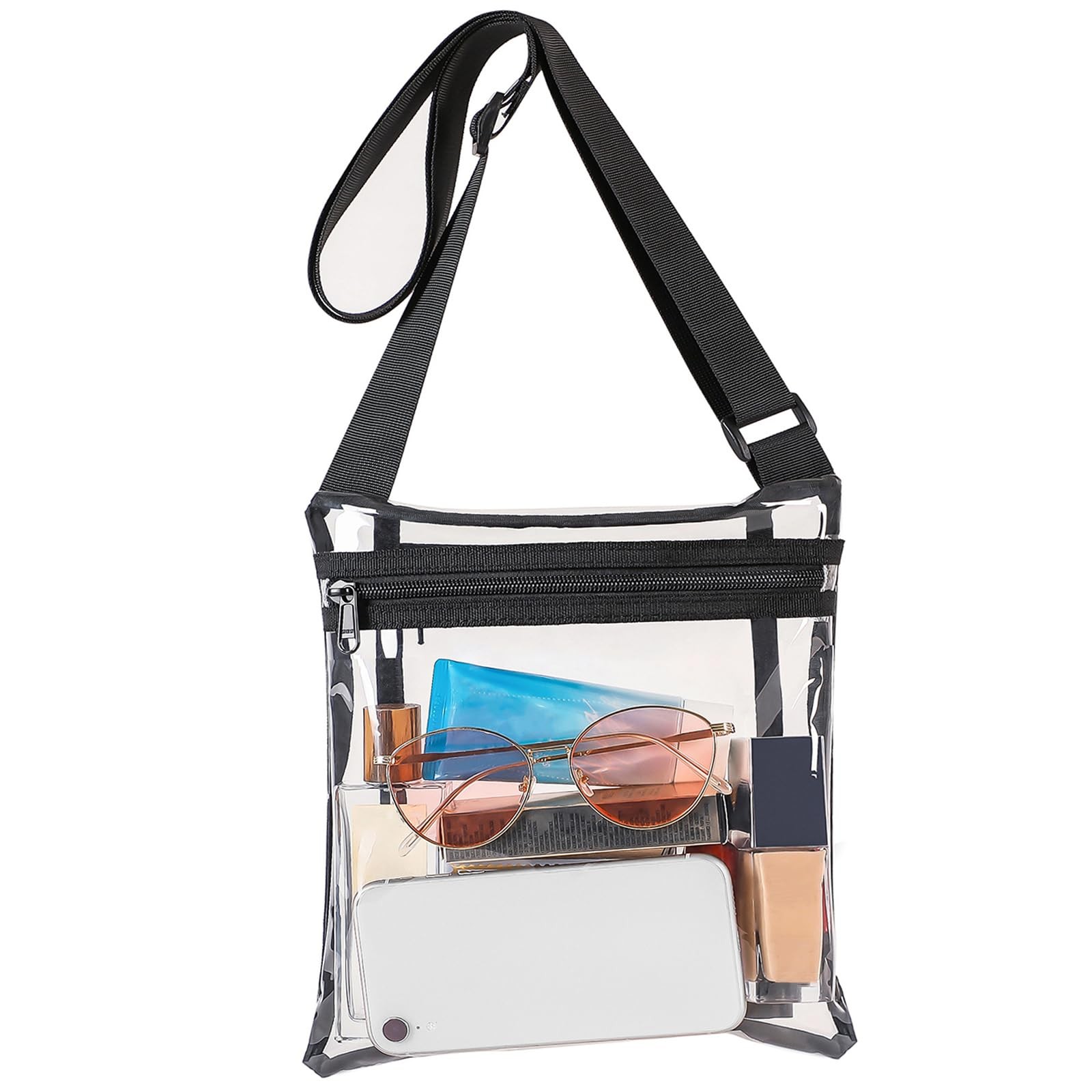 Clear Bag Stadium Approved, TPU Clear Purse, Black