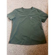 FIGS Technical Collection Leon Scrub Top XL Olive Green V-Neck Chest Pocket Mens