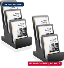 2 Pieces 3-Tier Black Brochure Holder Display Brochure Display Stand Wood Black
