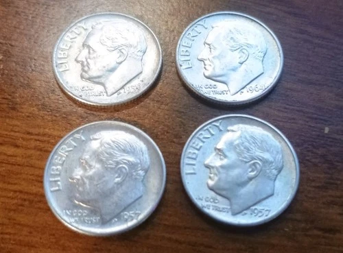 1957, 1957, 1959, 1964 Roosevelt Dimes  uncirculated