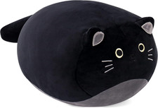 Giant Black Cat Plush 20 in - Kawaii Black Cat Stuffed Animal, Cute Plushies Pil