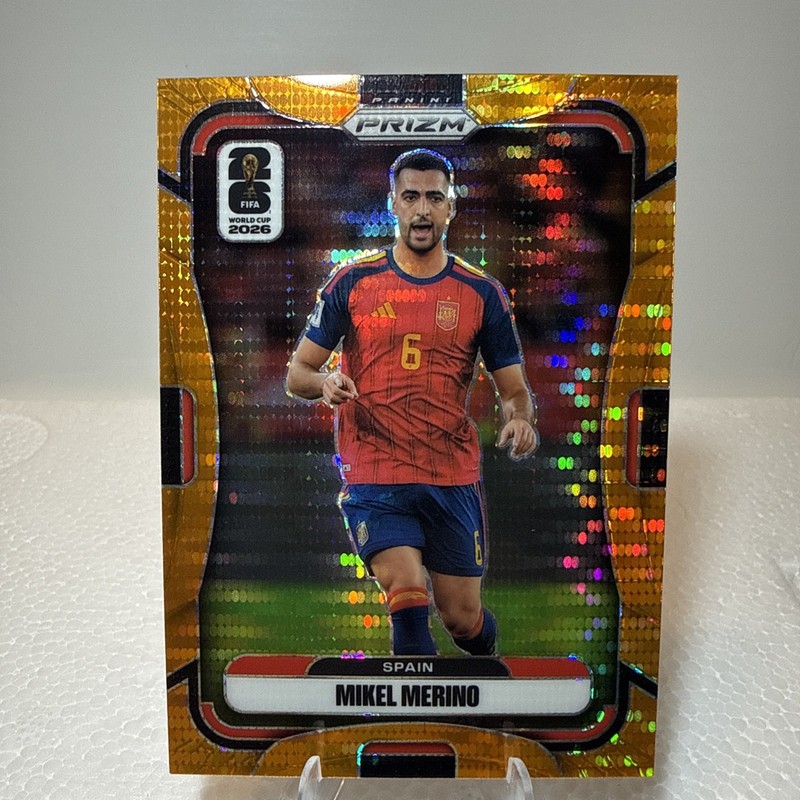 Mikel Merino 2026 Panini Prizm FIFA World Cup Orange Pulsar /99 Spain Arsenal