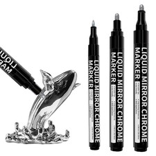 3pcs Silver Mirror Chrome Metallic Paint Pen Set With 3 Nibs Chrome Marker Pen