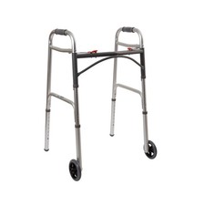 McKesson Aluminum 32 to 39" H Dual Release Folding Walker with Wheels