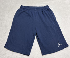 Jordan Nike Sweat Shorts Boys Medium Blue Elastic Waist White Jumpman Logo