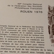 Document philatélique officiel France Rouen 1976 0,80 oblitéré 1er jour