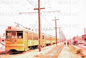 LATL. H-4 CAR #1427. L.A. (CA). Original Slide 1954. Hollywood Park Trippers!