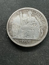 1908 1 Piastre French Indochina  silver lot 690