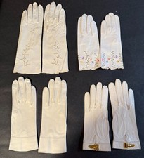 Lot Four Vintage Pairs French kid Leather Women's Gloves Sz 4-5