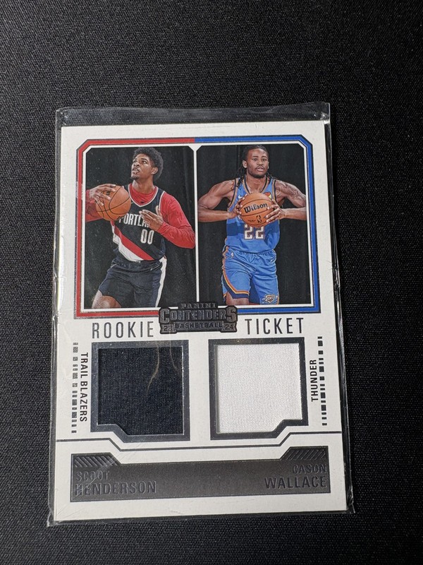 2023 Panini Contenders Rookie Ticket Dual Swatches Scoot Henderson Cason Wallace
