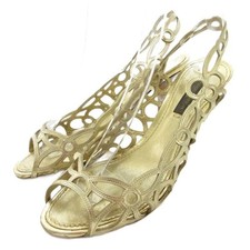 Louis Vuitton Slingback Mules Women's Gold Floral Cutwork Size EU34.5/US4.5