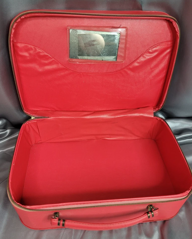 Maleta de viaje roja vintage TWA JFK SpaceCenter años 60 70 aerolínea coleccionable Foto 3 de 4