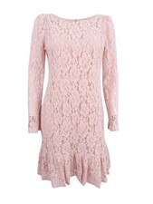 Calvin Klein Women's Ruffled-Hem Lace Dress (10, Blush) 191797888787