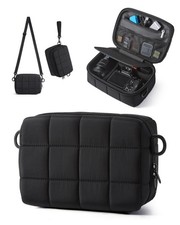 Large Quilted Camera Bag, Water-Repellent, Stylish Black Case for DSLR  Accesso