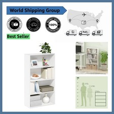 Sturdy White 4-Tier Bookcase: Chic Storage for Living Room, Office, or Bedroom