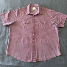 Wrangler Shirt Mens XXL Wrancher Pearl Snap Diamond Cowboy Western Rodeo Red