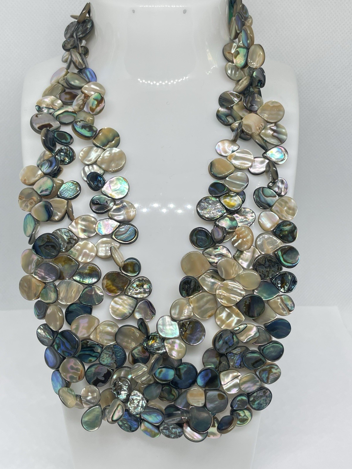 Vintage Abalone Shell Multi-Strand Statement Neck… - image 2