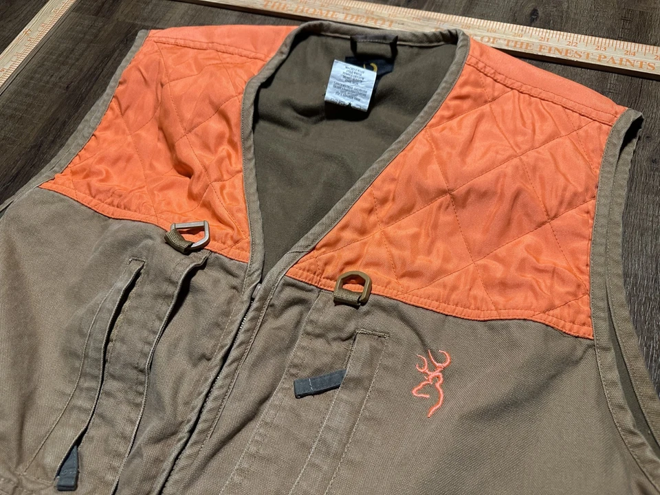 Browning Vest Mens Size 2XL XXL Pheasants Forever Tan Brown Blaze Orange REACTAR - Image 4 of 4